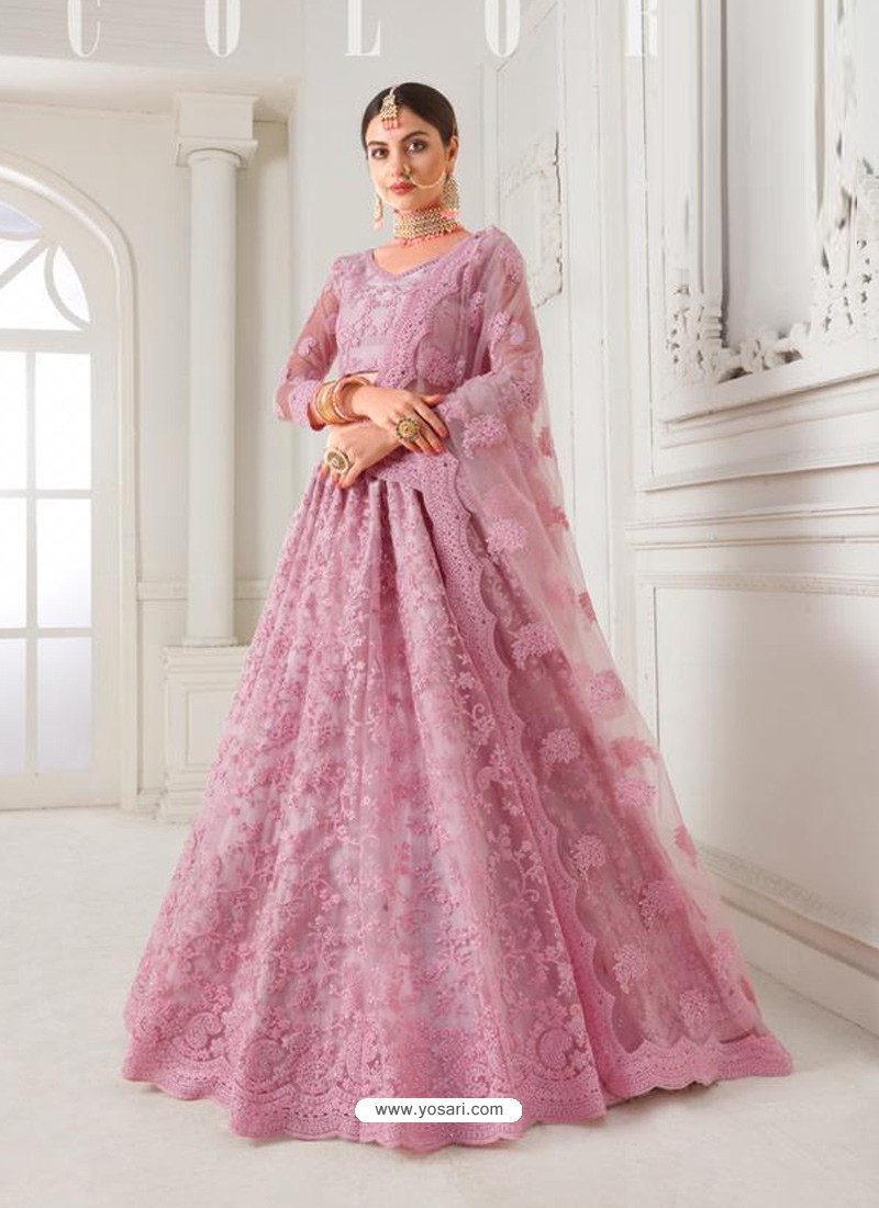 Buy Mauve Heavy Embroidered Designer Wedding Lehenga Choli | Wedding ...