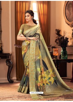 Multi Colour Designer Casual Printed Silk Sari