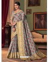 Grey Designer Casual Printed Silk Sari