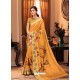 Mustard Designer Casual Printed Silk Sari