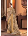 Light Beige Designer Casual Printed Silk Sari
