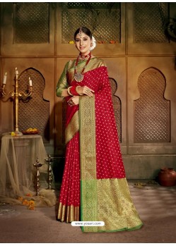 Red Latest Designer Traditional Party Wear Soft Silk Sari