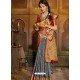 Grey Latest Designer Traditional Party Wear Soft Silk Sari