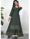 Dark Green Readymade Designer Kurti With Gown Both Combine