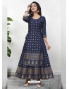 Navy Blue Readymade Designer Kurti With Gown Both Combine