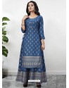 Blue Readymade Designer Kurti With Gown Both Combine