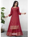 Maroon Readymade Designer Kurti With Gown Both Combine