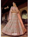 Dusty Pink Heavy Embroidered Designer Wedding Lehenga Choli
