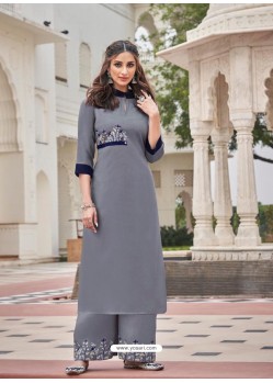 Grey Designer Readymade Party Wear Kurti With Palazzo