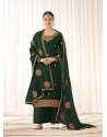 Dark Green Latest Designer Tussar Silk Salwar Suit