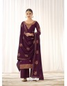Purple Latest Designer Tussar Silk Salwar Suit