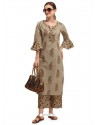 Taupe Designer Readymade Party Wear Kurti With Palazzo