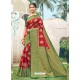 Red Latest Designer Traditional Party Wear Cotton Silk Sari