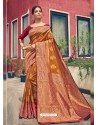 Mustard Latest Designer Traditional Party Wear Cotton Silk Sari