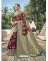 Maroon Latest Designer Traditional Party Wear Cotton Silk Sari