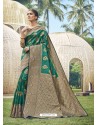 Teal Latest Designer Traditional Party Wear Cotton Silk Sari