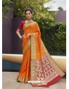 Orange Latest Designer Traditional Party Wear Art Silk Sari