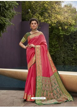 Light Red Latest Designer Traditional Party Wear Art Silk Sari
