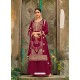 Rose Red Designer Faux GeorgetteﾠParty Wear Palazzo Suit