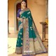 Teal Astonishing Designer Wedding Wear Silk Sari