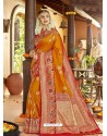 Orange Astonishing Designer Wedding Wear Silk Sari