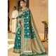 Teal Astonishing Designer Wedding Wear Silk Sari