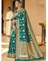 Teal Astonishing Designer Wedding Wear Silk Sari