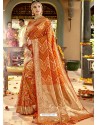 Orange Astonishing Designer Wedding Wear Silk Sari