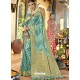 Sky Blue Astonishing Designer Wedding Wear Silk Sari