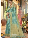 Sky Blue Astonishing Designer Wedding Wear Silk Sari