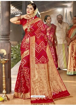 Red Astonishing Designer Wedding Wear Silk Sari