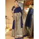 Navy Blue Astonishing Designer Wedding Wear Silk Sari