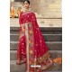 Rose Red Astonishing Designer Wedding Wear Silk Sari