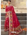 Rose Red Astonishing Designer Wedding Wear Silk Sari