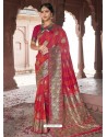 Rose Red Astonishing Designer Wedding Wear Silk Sari