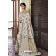 Off White Astonishing Designer Wedding Wear Silk Sari