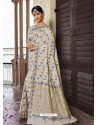 Off White Astonishing Designer Wedding Wear Silk Sari