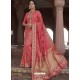 Peach Astonishing Designer Wedding Wear Silk Sari