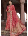 Peach Astonishing Designer Wedding Wear Silk Sari