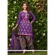 Enthralling Purple Glessh Designer Patiala Suit