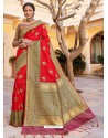 Red Stylish Designer Wedding Wear Silk Sari