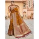 Marigold Stylish Designer Wedding Wear Silk Sari