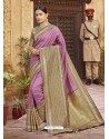 Lavender Stylish Designer Wedding Wear Silk Sari
