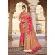 Light Red Stylish Designer Wedding Wear Silk Sari