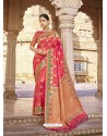 Light Red Stylish Designer Wedding Wear Silk Sari