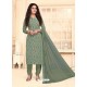 Grayish Green Designer French Crepe Casual Wear Straight Suit