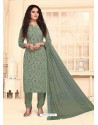 Grayish Green Designer French Crepe Casual Wear Straight Suit