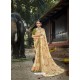 Cream Designer Party Wear Printed Chiffon Sari