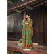 Jade Green Designer Party Wear Printed Chiffon Sari