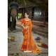 Orange Designer Party Wear Printed Chiffon Sari